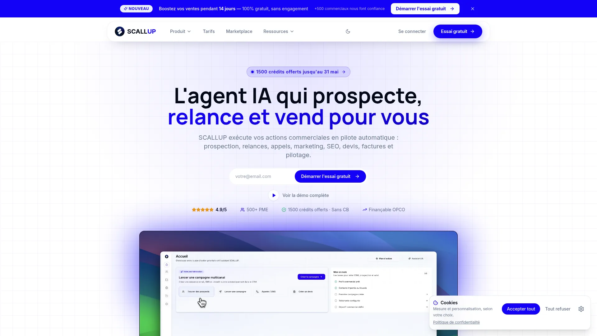 SCALLUP — L'agent IA qui prospecte, relance et vend.